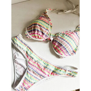 Victorias Secret Striped Seersucker 2 Piece Bikini Set  L/34D
